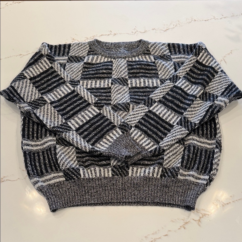 Women’s Retro Y2k Black And Gray Patterned Sweater